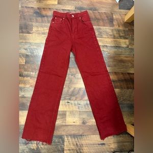 zara 90’s full length jeans, red, size 2